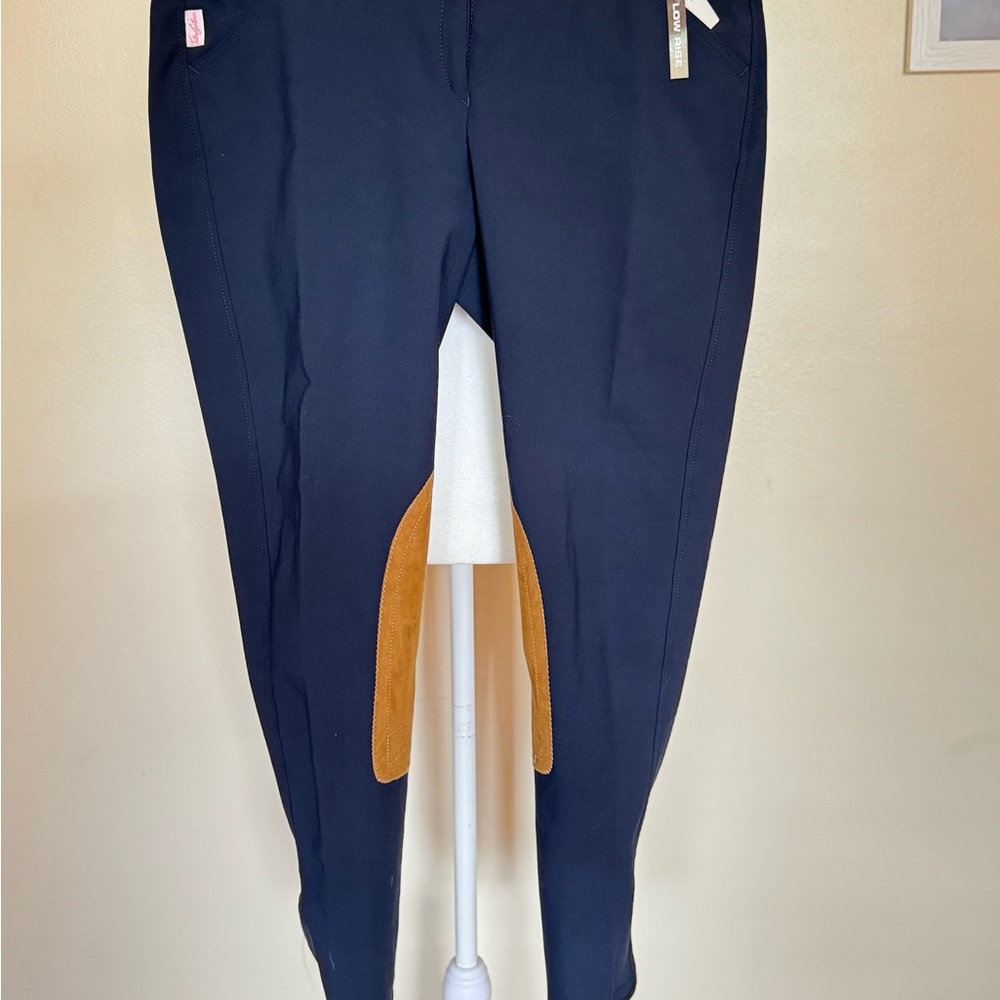 The Tailored Sportsman Vintage Navy Riding Breeches with Tan Accents